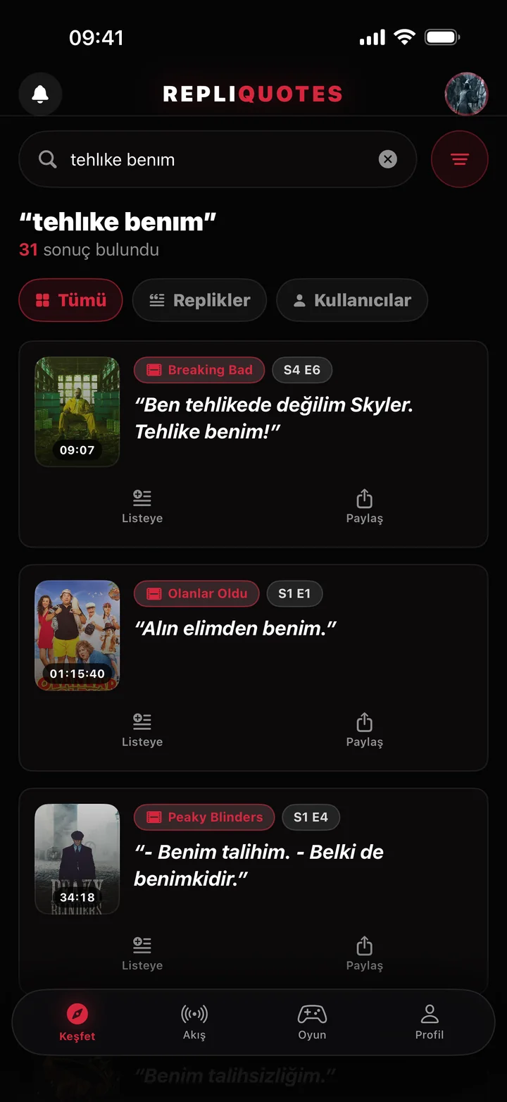 Arama ekranı: 'tehlike benim' için 31 sonuç