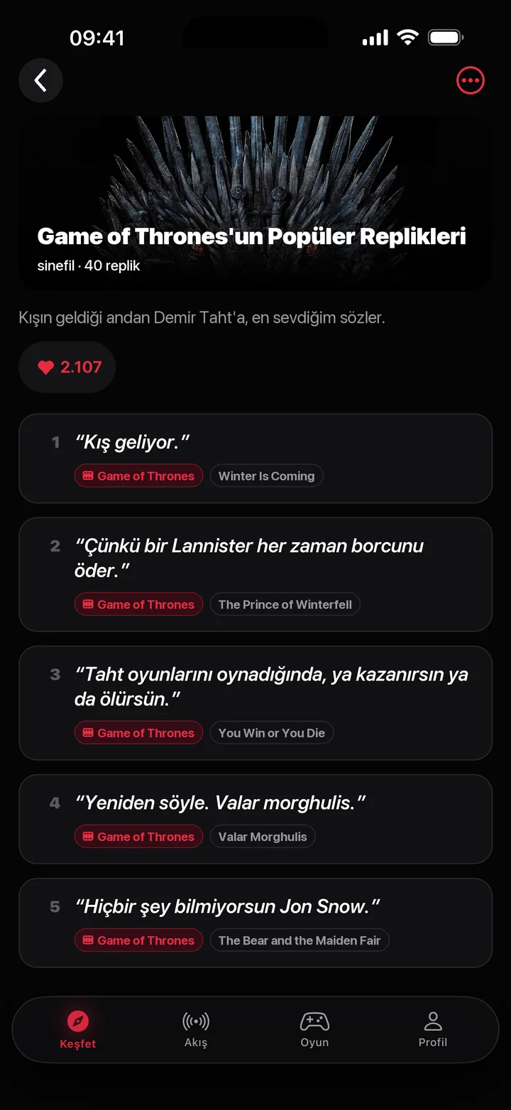 Game of Thrones replik listesi
