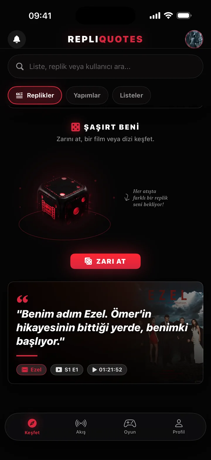 Şaşırt Beni zarı ve çıkan replik